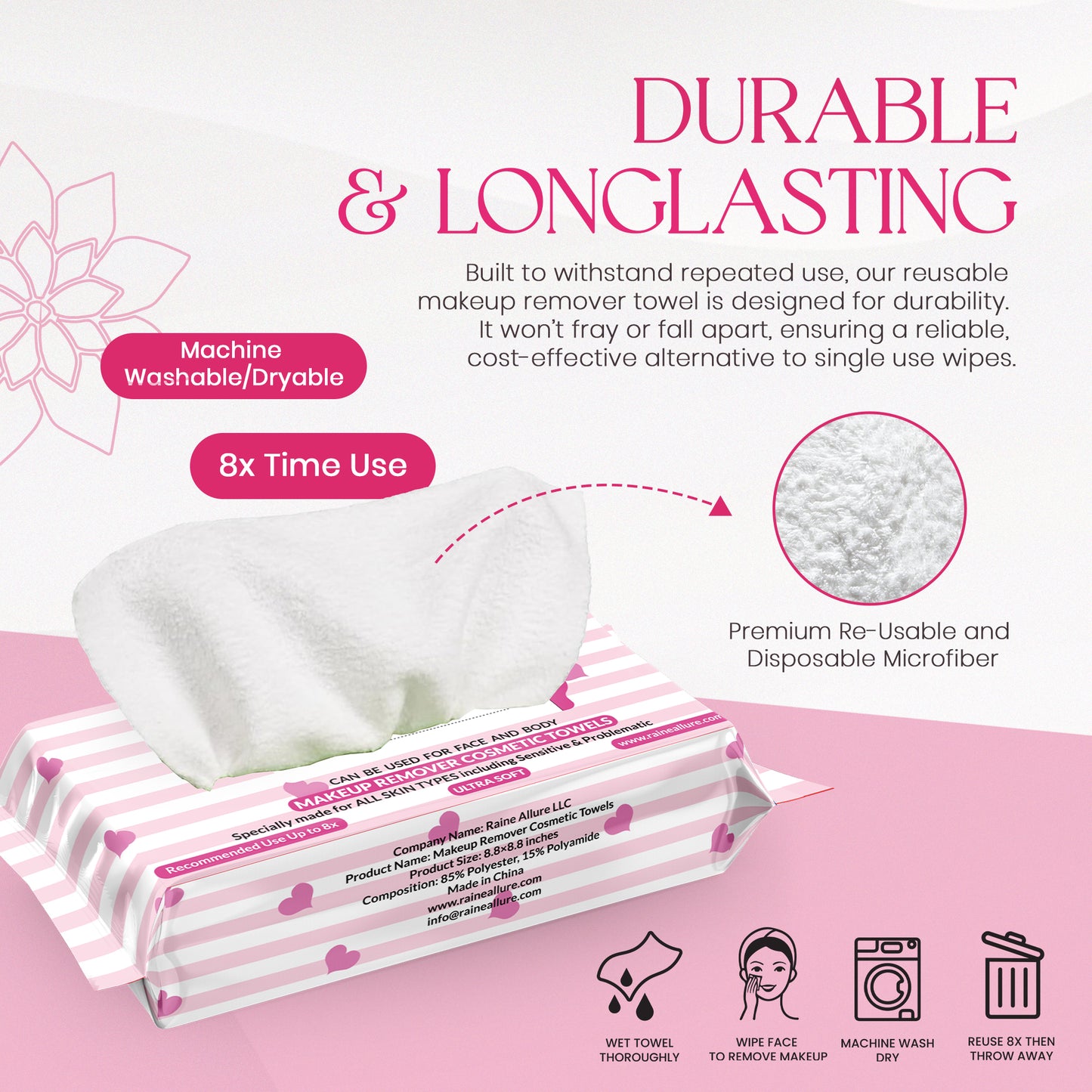 Raine Allure Makeup Remover Cosmetic Towels