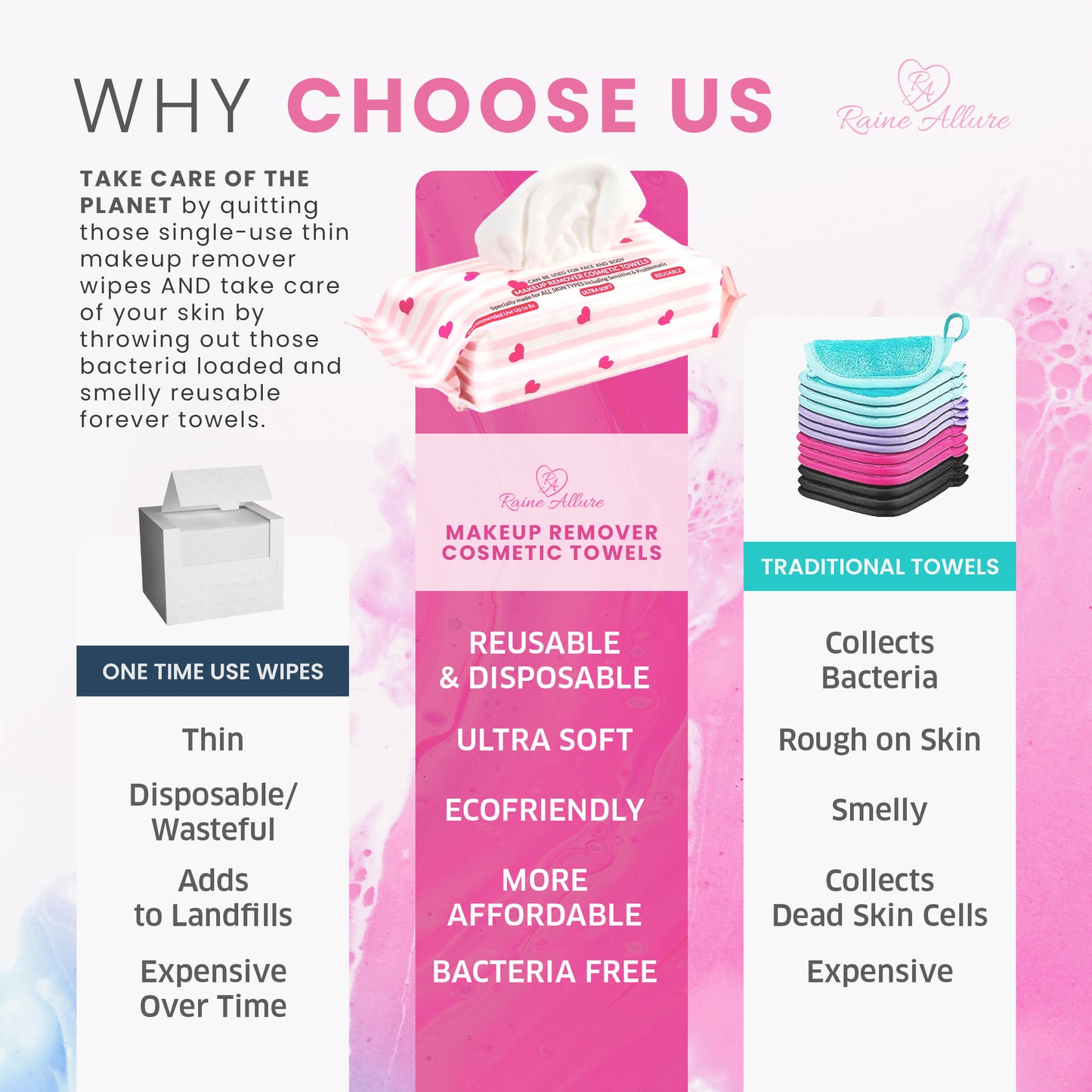 Raine Allure Makeup Remover Cosmetic Towels