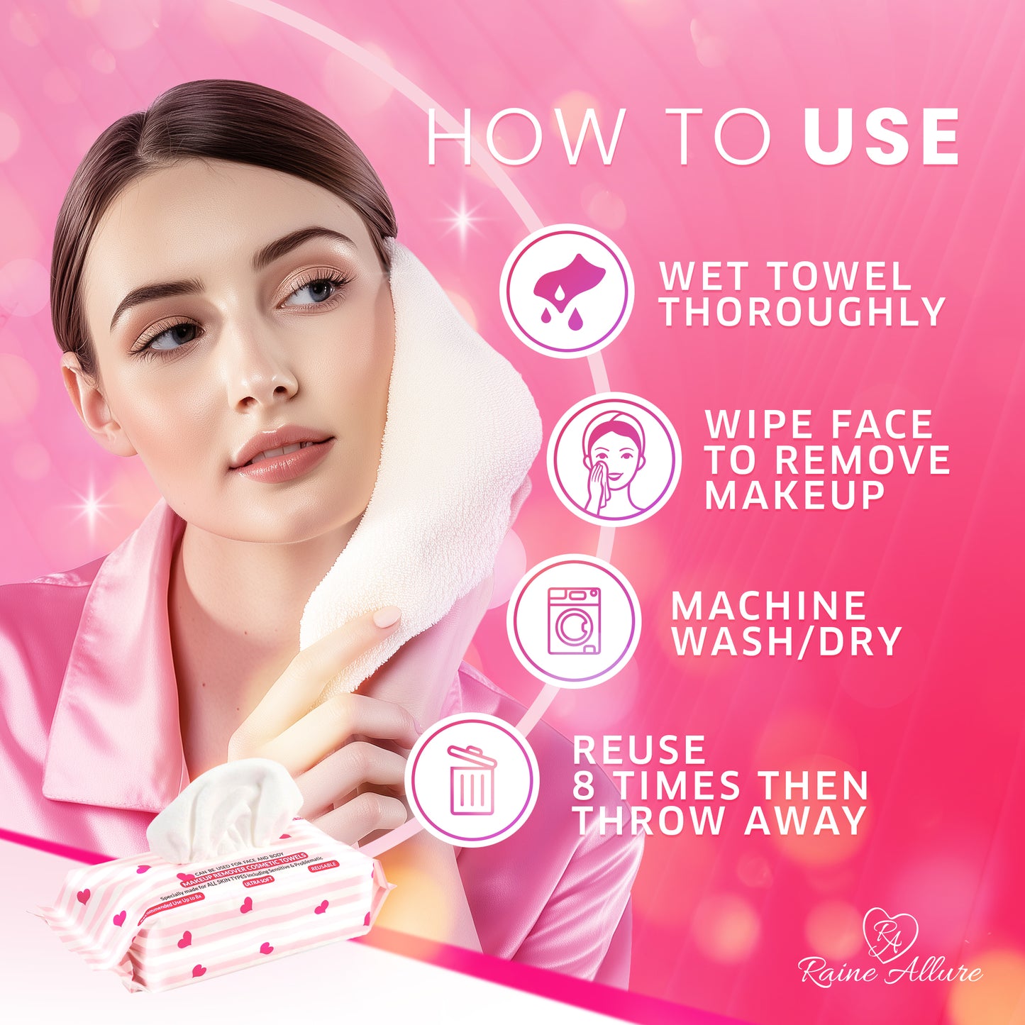 Raine Allure Makeup Remover Cosmetic Towels