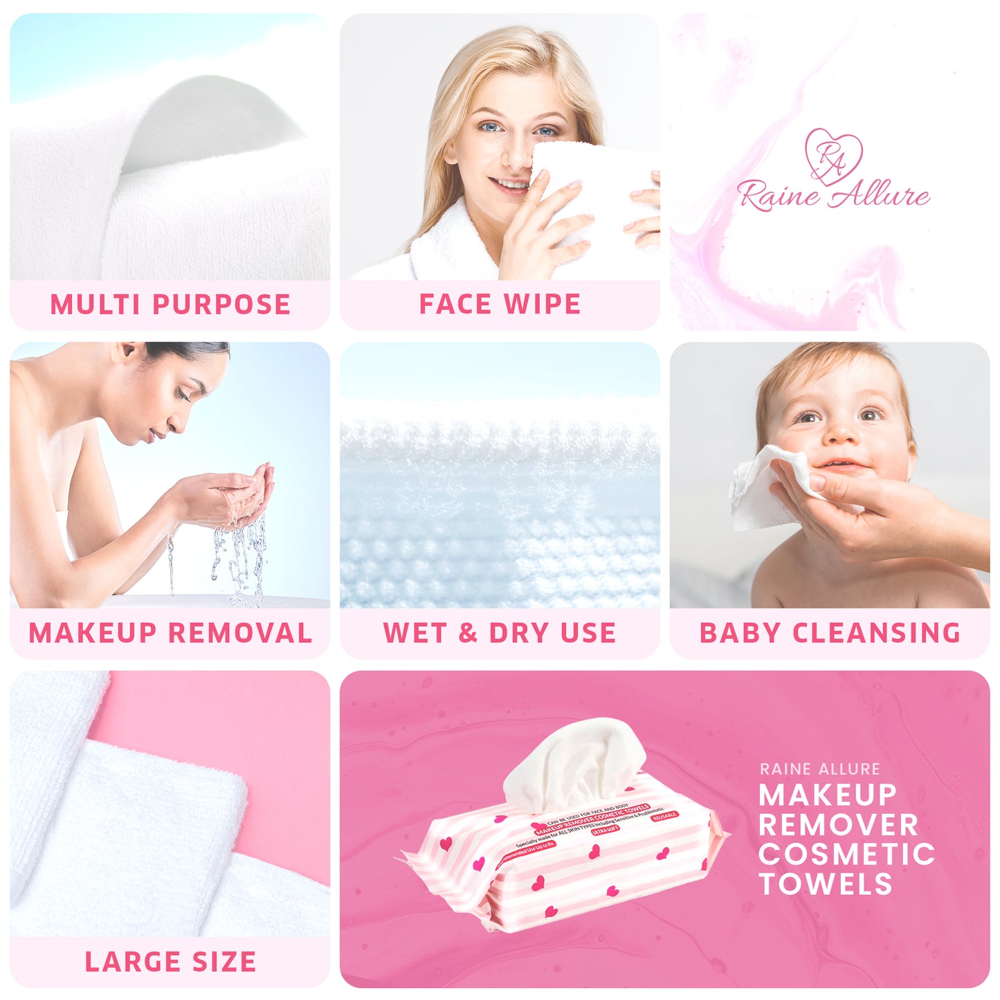 Raine Allure Makeup Remover Cosmetic Towels